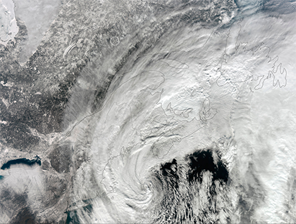 Satellite image of the February 2013 nor'easter