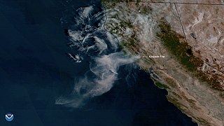 NOAA satellite image of the 2019 California wildfires